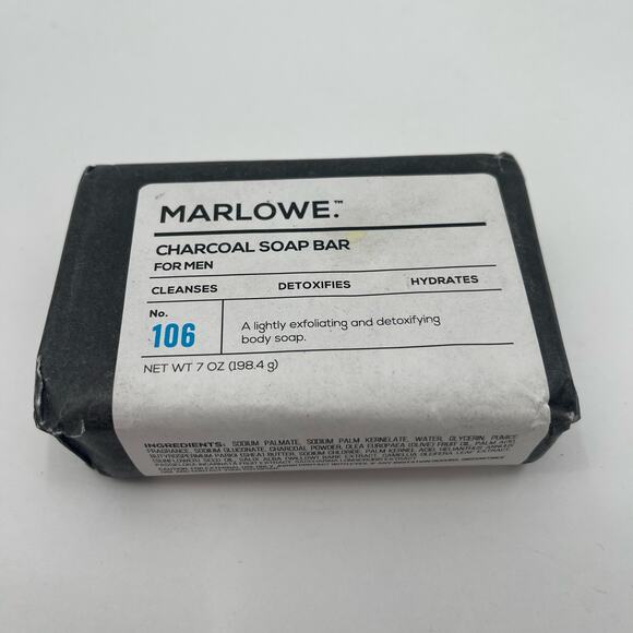 MARLOWE. Charcoal Soap Bar NWT For Men No. 106 Body Skin Cleanses 7oz 198.4g - Picture 4 of 7